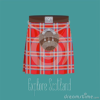 Scottish traditional skirt kilt with square pattern vector illustration Vector Illustration