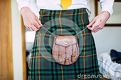 Scottish Wedding Groom in Kilt Stock Photo