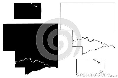 Scotts Bluff and Platte County, Nebraska U.S. county, United States of America, USA, U.S., US map vector illustration, scribble Vector Illustration