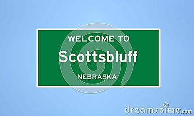 Scottsbluff, Nebraska city limit sign. Town sign from the USA. Stock Photo