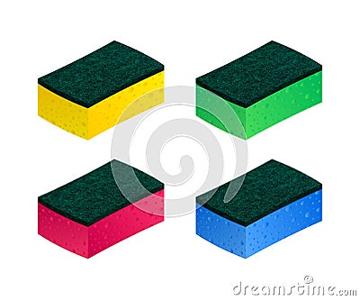 Scouring pads spong for housework cleaning and scouring pad domestic spong work tools. Vector stock illustration Vector Illustration