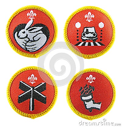 Scout badges set Editorial Stock Photo