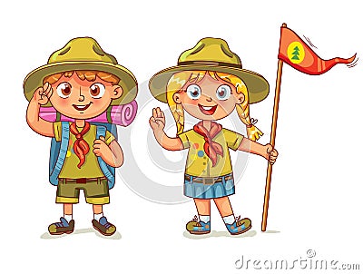 Scout boy and scout girl Vector Illustration