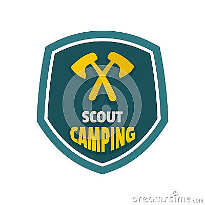 Scout camping logo, flat style Cartoon Illustration