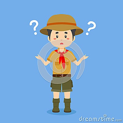 Scout Confused with Question Mark Vector Illustration