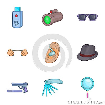 Scout icons set, cartoon style Vector Illustration