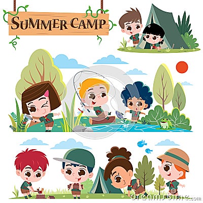 Scout kids character Vector Illustration