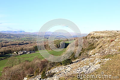 Scout Scar and the Lyth Valley. Stock Photo