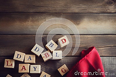 Scrabble Blocks Spelling the Word Dads Day, Creative Celebration for the Special Father in Your Life, Top view of labor day Stock Photo