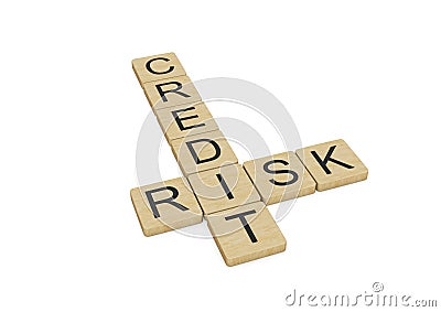 Credit Risk words written with wooden letters, isolated on white background Stock Photo