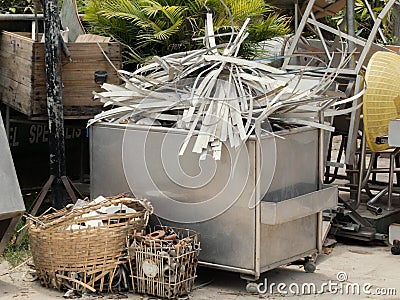 SCRAP HEAP OF SILICON STEELS AND RUSTIC METALS Stock Photo