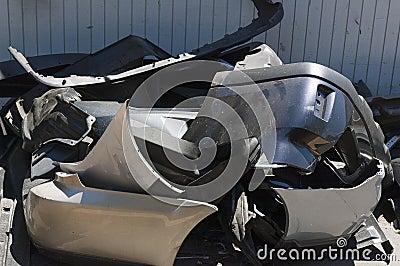 Scrap pile of bumpers Stock Photo