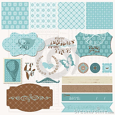 Scrapbook design elements - Vintage Love Set Vector Illustration