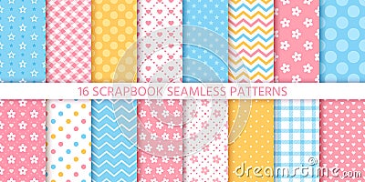 Scrapbook seamless pattern. Vector illustration. Geometric pastel prints Vector Illustration