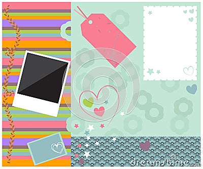 Scrapbook template layout colorful pretty Vector Illustration