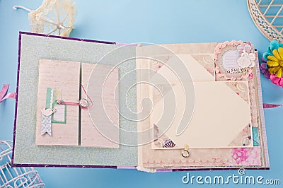 Scrapbooking album for baby in chebbi chic style Stock Photo