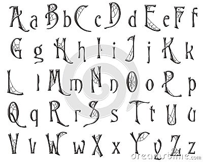 Scrapbooking Alphabet Cobweb Halloween Design Stock Photo