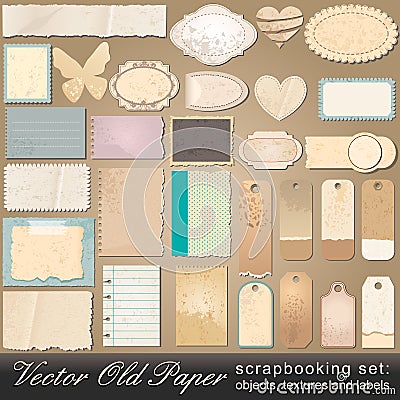 Scrapbooking set of old paper objects Vector Illustration