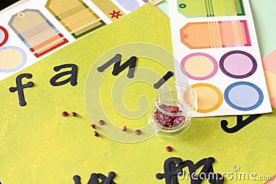 Scrapbooking supplies Stock Photo