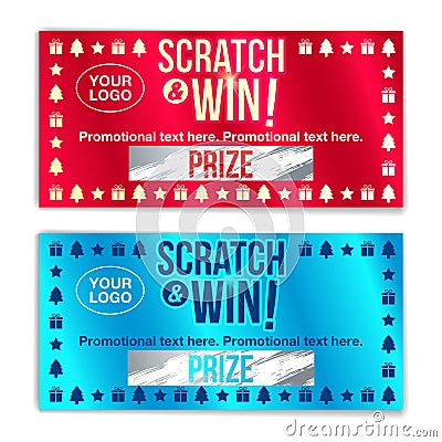 Scratch card game and win. With effect from scratch marks. With Vector Illustration