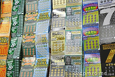 Scratch-Off Lottery Tickets Editorial Stock Photo