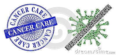 Scratched Cancer Care Seal and Triangle No SARS Virus Mosaic Vector Illustration