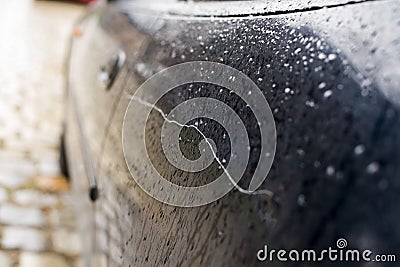 Scratched car paint with door Stock Photo