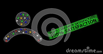 Scratched 100 discount Customer Satisfaction 100 discount Satisfaction Seal with Mesh Customer Constellation Icon with Vector Illustration
