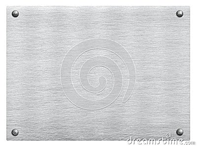 Scratched gray metal, steel, aluminum plate texture with rivet. Stock Photo