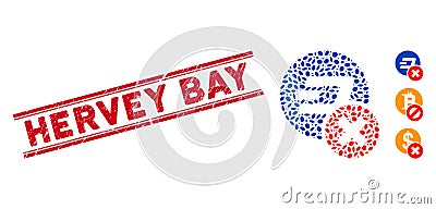 Scratched Hervey Bay Line Stamp with Collage Wrong Dashcoin Icon Stock Photo