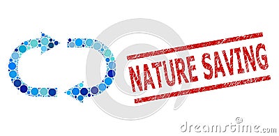 Scratched Nature Saving Stamp Imitation and Recycle Composition of Round Dots Vector Illustration