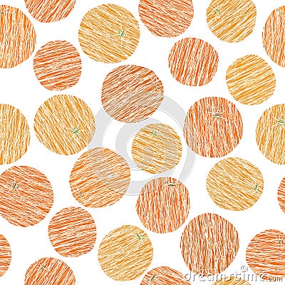 Scratched oranges grunge texture. Seamless pattern Vector Illustration