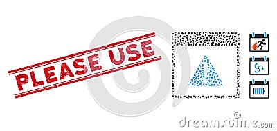 Scratched Please Use Line Seal and Collage Error Calendar Page Icon Stock Photo