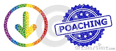 Scratched Poaching Stamp and Bright Dotted Down Pointer Vector Illustration