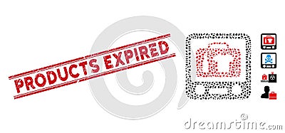 Scratched Products Expired Line Stamp with Collage Baggage Xray Screening Icon Stock Photo