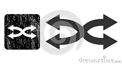 Scratched Shuffle Arrows Horizontal Hole Watermark Vector Illustration