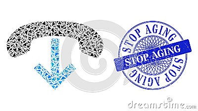 Scratched Stop Aging Seal and Triangle Phone Hang Up Mosaic Vector Illustration