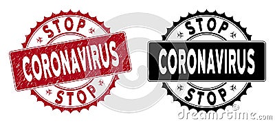 Scratched Stop Coronavirus Round Red Stamp Seal Stock Photo
