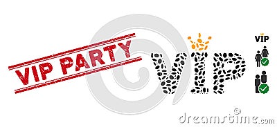 Scratched Vip Party Line Stamp and Mosaic VIP Icon Stock Photo