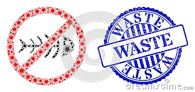 Scratched Waste Seal and Cell Stop Toxic Waste Collage Icon Vector Illustration