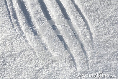 Scratches on loose snow Stock Photo