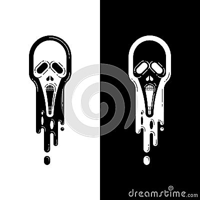 Scream Black and White Vector Illustration