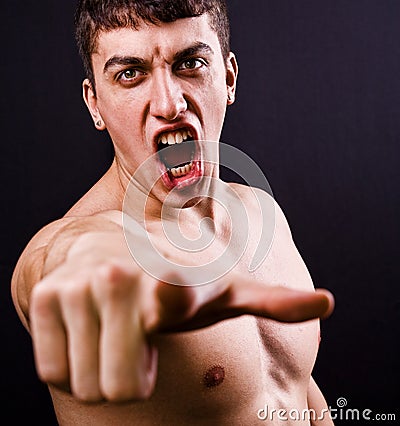 Scream of furious angry violent man Stock Photo