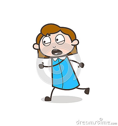 Screaming Lady Running in Fear Vector Stock Photo