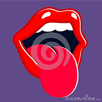 Screaming mouth sticking out tongue and shouting it out loud vector illustration Vector Illustration