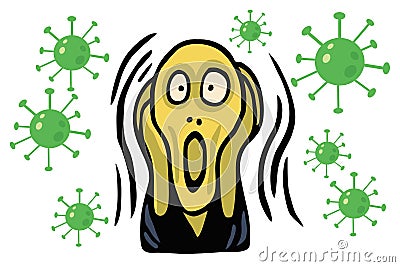 The Screaming People Head Over Coronavirus COVID-19 World Health Crisis. Vector Illustration Icon Vector Illustration