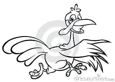 Screaming running cartoon turkey bird character. Vector Illustration