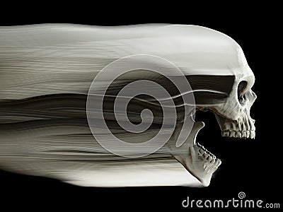 Screaming white skull - motion fade trails Stock Photo