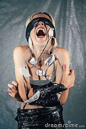 screaming woman art portrait domestic violence Stock Photo