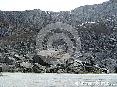 Scree at fjord in norway Stock Photo